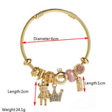 DIY CROWN BEAR LETTER CHARM COUPLE BRACELET_CWMM8493