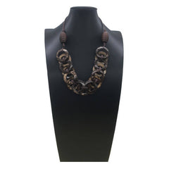 COCONUT SHELL HOLLOW INTERLOCKING BRAIDED NECKLACE_CWMM4727