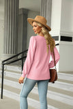 Square Collar Jacquard Long-Sleeved Loose T-Shirt