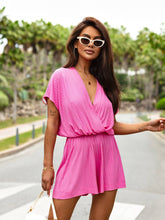 Solid Color V-Neck Short-Sleeved Jumpsuit