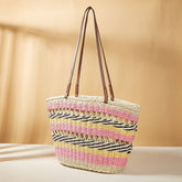 BOHEMIAN CONTRAST STRIPED WOVEN BAG_CWAB1971