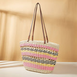 BOHEMIAN CONTRAST STRIPED WOVEN BAG_CWAB1971