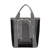 NEW BLACK AND WHITE MESH BOW COSMETIC BAG_CWAB4500