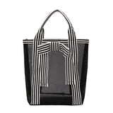 NEW BLACK AND WHITE MESH BOW COSMETIC BAG_CWAB4500