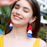 Vintage American Flag Handwoven Earrings
