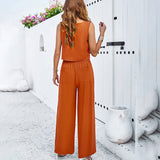 Solid Sleeveless Vest And Pants Suit_Cwstb0514