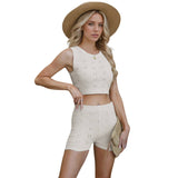 Slim-Fit Crew Neck Tank Shorts Fashion Knit Suit