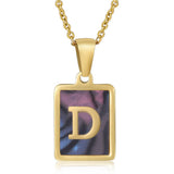 SQUARE SHELL 26 LETTER PENDANT NECKLACE_CWAJE0674