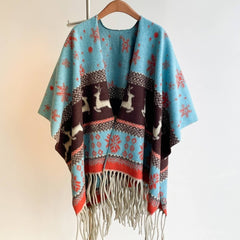 Double-Sided Thickshawl Xmas Reindeer Snowflake_Cwocasl00070