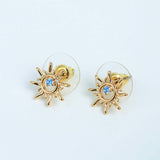 ROMANTIC SUNFLOWER BLUE ZIRCON STUD EARRINGS_CWAJE5082