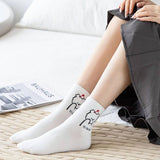 FRESH COLLEGE STYLE BEAR WHITE MID TUBE SOCKS_CWMS1405