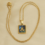 SQUARE SHELL 26 LETTER PENDANT NECKLACE_CWAJE0674