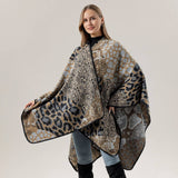 LEOPARD PRINT SCARF SLIT SHAWL FASHION CAPE_CWASC2217