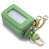 Womens Leather Key Pouch Double Zipper Bag_Cuab00385