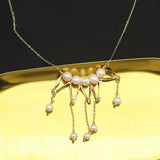 Womens Vintage Tassel Natural Pearl Necklace