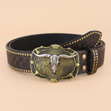 Western Denim Belt With Engraved Embossing_Cwabe0413