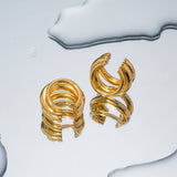 Versatile 18K Gold Stainless Steel Earrings_Cwmm2344