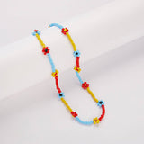 2024 NEW BLUE FLOWER PEARL RICE BEAD NECKLACE_CWAJE2445