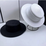 SUMMER FLAT TOP PREMIUM SATIN STRAW HAT_CWAH3416