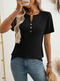 Solid-Color Half-Breasted Short-Sleeved T-Shirt