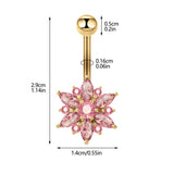Zircon Flower Belly Button Ring Piercing_Cwmm9457