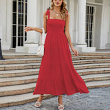Solid Color Halter Long Dress