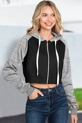 Women Color Matching Short Hoodie_Cwohol419