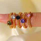 Zircon Inlay Rings Adjustable Titani Steel Rings_Cwaje1238