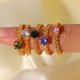 Zircon Inlay Rings Adjustable Titani Steel Rings_Cwaje1238