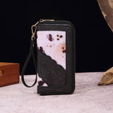 LEATHER CARVED EMBOSSED BOHEMIAN CLUTCH WALLET_CWAB2592