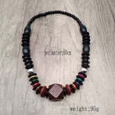 COCONUT SHELL PENDANT COLORFUL VINTAGE WOODNECKLACE_CWMM4848
