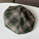 Vintage Brushed Cotton Check Beret_Cwab2910