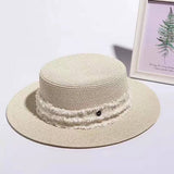SUMMER RETRO FLAT TOP FRESH SMALL STRAW HAT_CWAH3482