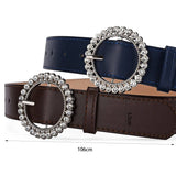 ROUND BUTTON CRYSTAL INLAID SOLID COLOR BELT _CWASC0575
