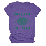 Trendy Womens Short Sleeve Tee Eat Pasta Run