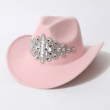 PINK SEQUIN WESTERN COWBOY HAT WITH RHINESTONES_CWAH3627
