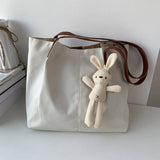 LITERARY SIMPLE SOLID COLOR SHOPPING CANVASBAG_CWAB2124