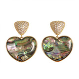 COPPER PLATED GOLD DIAMOND ABALONE EARRINGS_CWMM4334