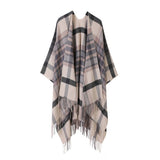 PLAID SHAWL TASSEL LARGE SCARF WARM SPLIT CAPE_CWASC2210