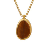 Tiger Eye Stone Pendant Titanium Steel Necklace