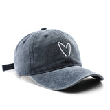 VINTAGE WASH HEART EMBROIDERY BASEBALL CAP UNISEX_CWAH1271