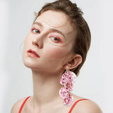 HANDMADE HEART PRINT TASSEL EARRINGS LONG CHIC_CWMM6192