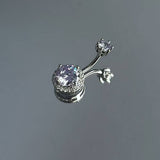 PINK CZ BELLY RING ELEGANT NAVEL PIERCING_CWMM9196