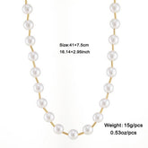 Womens All-Match Metal Pearl Elastic Necklace