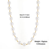 Womens All-Match Metal Pearl Elastic Necklace