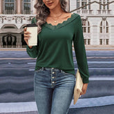 Womens Solid Color V-Neck Hoodie