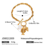 FISHBONE SHELL CHARM BRACELET 18K GOLD STEEL_CWAJE4752