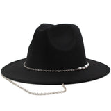 SIMPLE CHAIN PEARL STYLE FASHIONABLE PANAMA HAT_CWAH1892