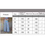 Solid Color Loose Denim Wide Leg Pants Vest Suit