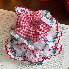 FRESH PLAID LACE LARGE INTESTINE HAIR TIE_CWAHA1076